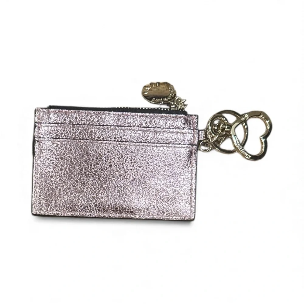 VICTORIAS SECRET Metallic Pink Card Holder with Heart Charm